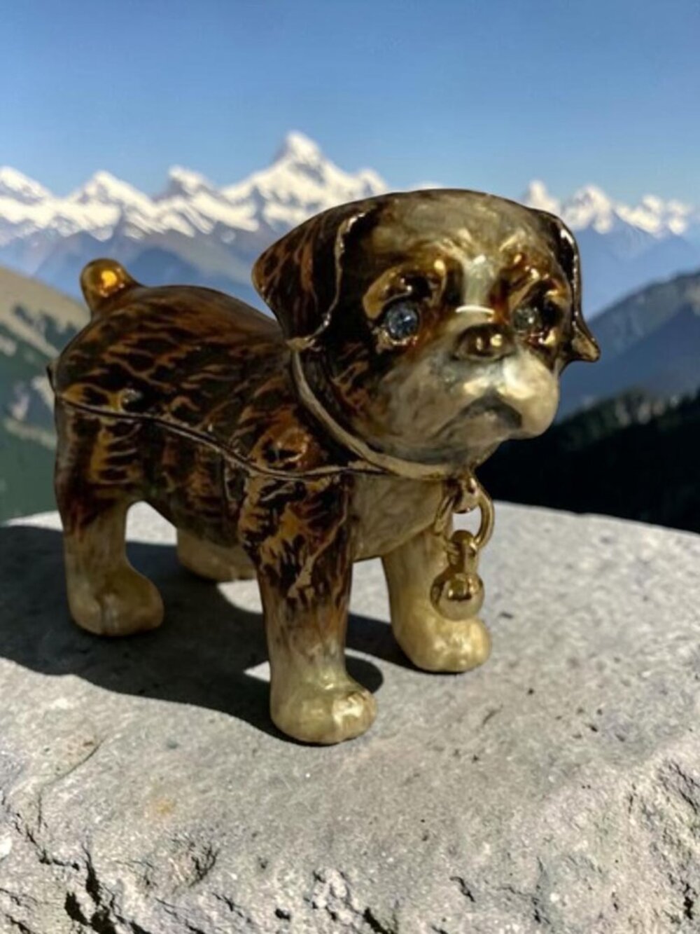 Monet Trinket Box Puppy Dog Collectible Enamel Keepsake